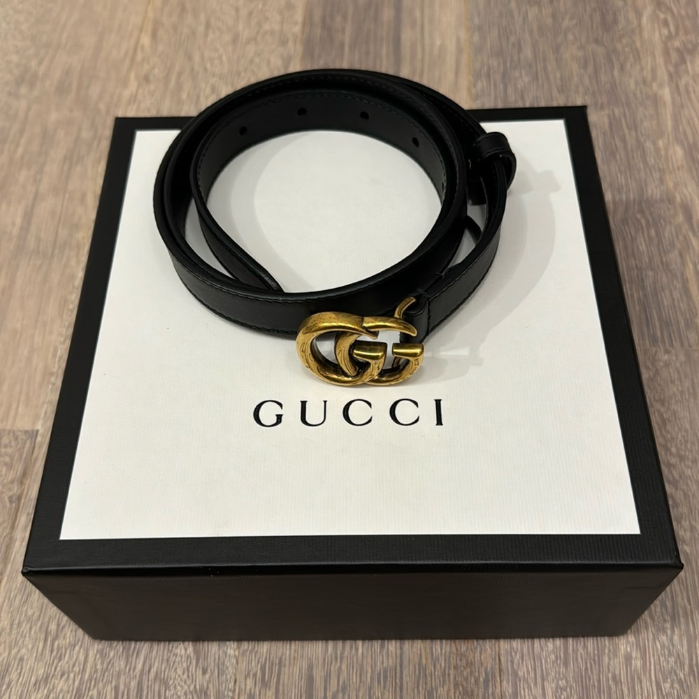 Authentic Gucci Double G Black Belt Size 80 / US 26